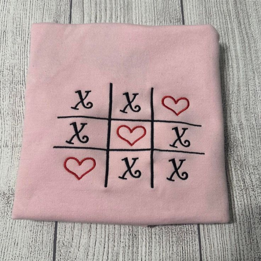 XOXO Tic Tac Toe Valentines embroidered crewneck; Tic Tac Toe crewneck; Valentine gifts for women