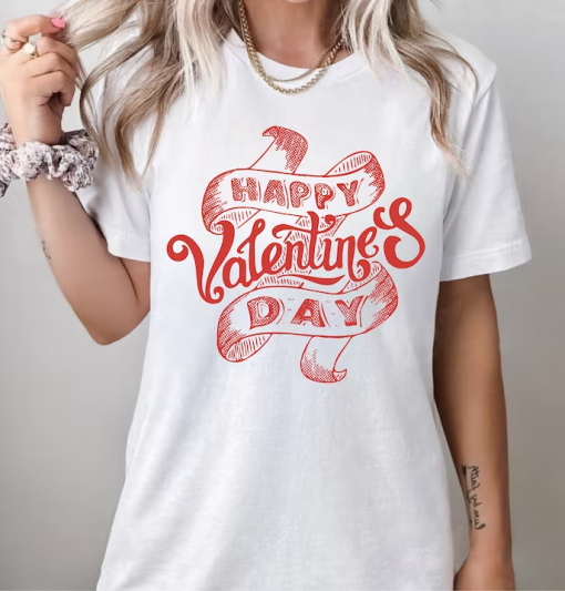 Happy Valentine’s Day Shirt Valentines Day Sweatshirt, Couple Shirt, Gifts for Her, Woman Valentine Day Gift Tees, Cute Gift for Girlfriend