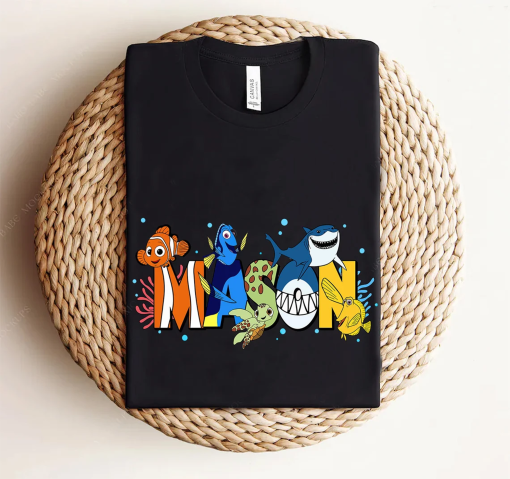 Personalized Finding Nemo Character Name Shirt, Custom Girl Tee, Name Kids Shirt, Custom Boy Shirt, Custom Name Disney Family Matching Tee