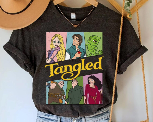 Rapunzel Tangled Team Flynn Rider Pascal Vintage Shirt Family Matching Team Tee T-shirt