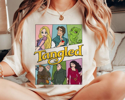 Rapunzel Tangled Team Flynn Rider Pascal Vintage Shirt Family Matching Team Tee T-shirt