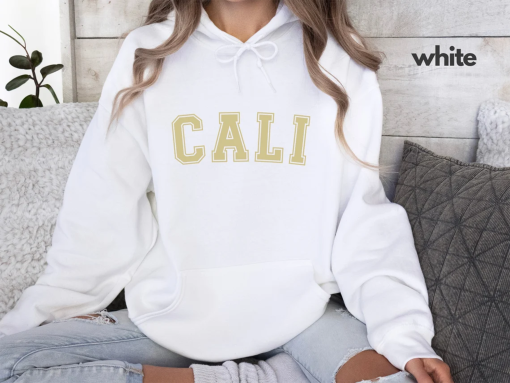 California Pullover Hoodie, Cali Gold Print Sweatshirt, University Of California College Sweatshirt, Preppy Crewneck Tee, College Gift Ideas