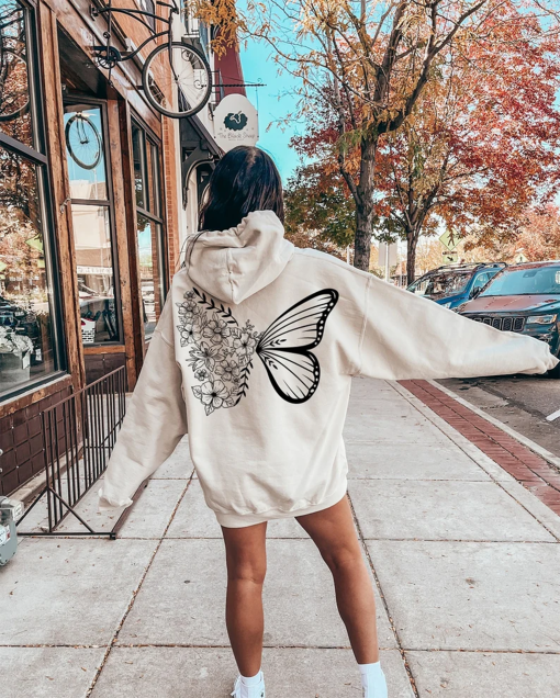 Butterfly Hoodie, Floral Butterfly Sweatshirt, Butterfly Lover Tee, Animal Sweatshirt, Animal Lover Gift, Butterfly Graphic Sweatshirt