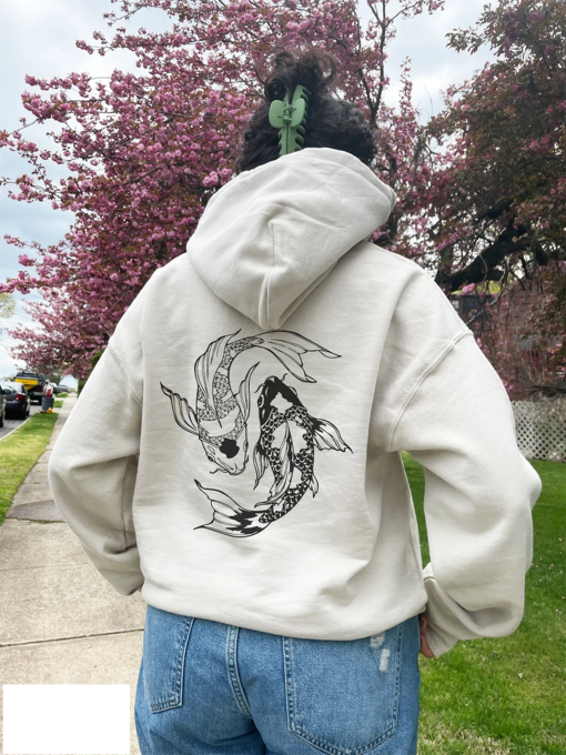 Koi Fish Shirt Japanese Hoodie Indie Clothing Vintage Oversized Crewneck Alt Grunge Edgy Mall Goth Clothes Aesthetic Trendy Cute Sweashirt