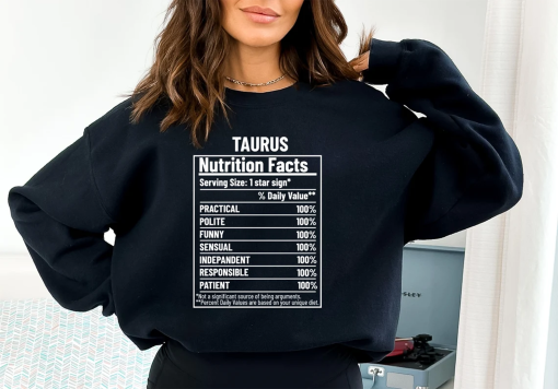 Zodiac Sweatshirt, Taurus Nutrition Facts, Horoscope sweatshirt, Zodiac Birthday, Taurus Merch, Taurus Funny Gift, Zodiac hoodie