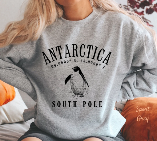 Antarctica Sweatshirt, Antarctica Crewneck, South Pole Pullover, Penguin Sweater Unisex Heavy Blend Crewneck