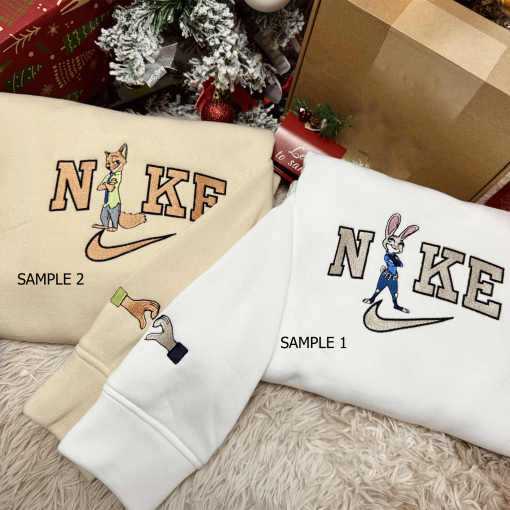 N.ic.k & Ju.dy Zootopia Embroidered Sweatshirt, Christnmas Sweatshirt, Anniversary Gift, Bestfriends Matching Sweatshirt