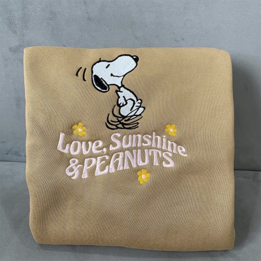 T-shirt Snoopy Love Sunshine And Peanuts Embroider – Personalized Embroidered T-shirt – Embroidered Tee – Custom Embroidered Gift