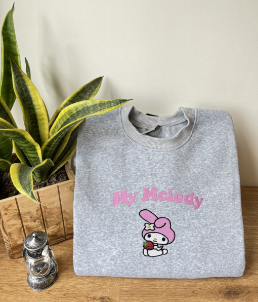 Very Cute Embroidery Sweatshirt My melody Crewneck