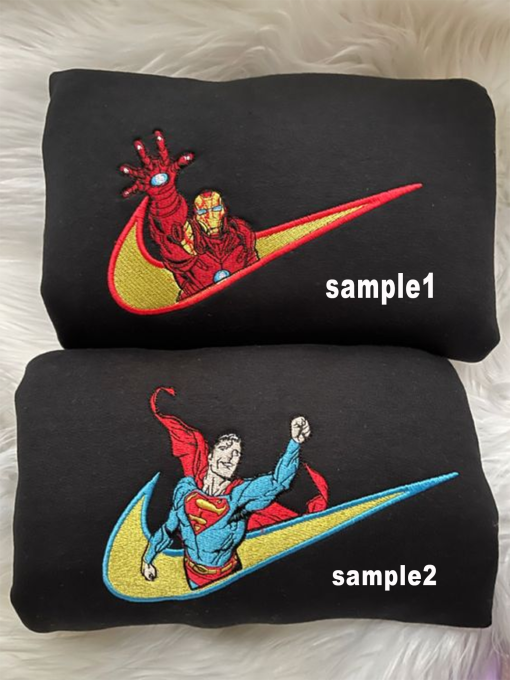 iron man and superman Embroidered Sweatshirt