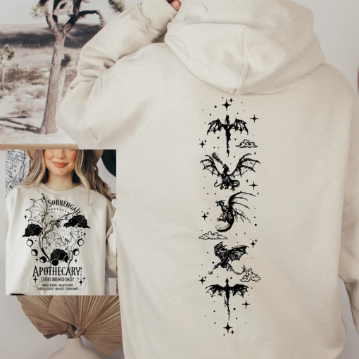 Sorengail Apothecary Fourth Wing Dragon Sweatshirt for Booktok ,Sorengail Apothecary 2-sided Sweatshirt, The Night Court Shirt, Dragon Rider