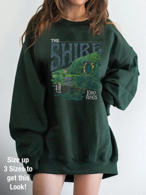 The Shire tshirt , Gift for Hobbit Lovers , Merch Tolkien Aragorn Frodo Baggins Elven Elrond the Fellowship Bookish Sweatshirt