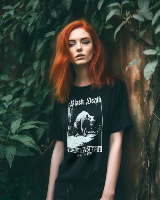 Black Death T-Shirt | Medieval Rat Shirt | Gothic Grunge Clothing | Horror Goth Aesthetic | History Shirt | Dark Academia