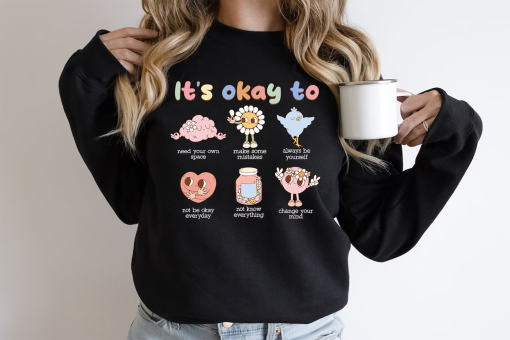 Retro It’s Okay To Make Some Mistakes Sweatshirt, Hippie Motivational Sweater, Mental Health Matters Shirt,Special Education Teacher T-Shirt