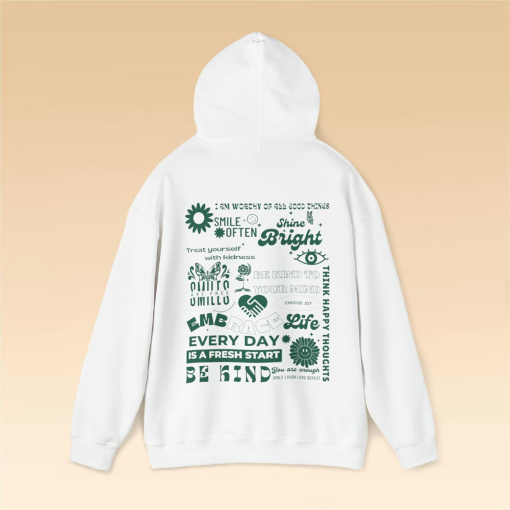 Self care retro Hoodie, Oversized, Trendy mental health hoody jumper positive Words on back Hoodie Trendy 90s Aesthetic Hoodie y2k Aesthetic