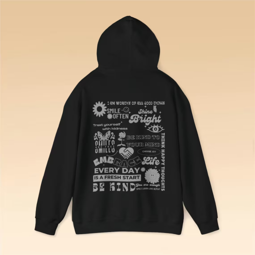 Self care retro Hoodie, Oversized, Trendy mental health hoody jumper positive Words on back Hoodie Trendy 90s Aesthetic Hoodie y2k Aesthetic