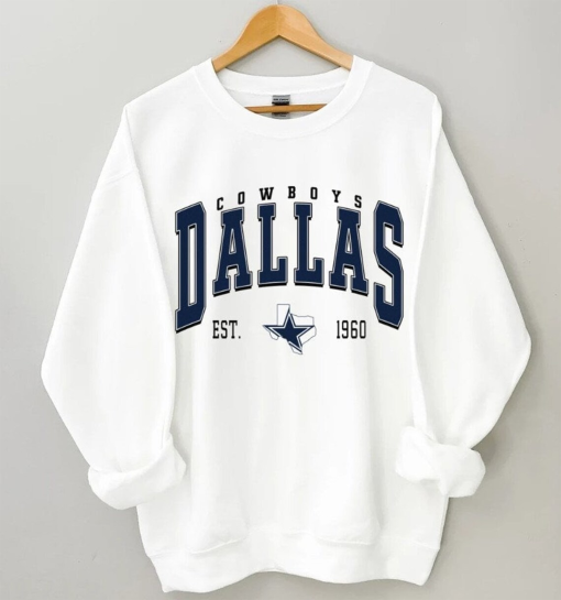 Vintage Dallas Football Crewneck Sweatshirt, Retro Cowboy Crewneck, Graphic Tee Gift For Football,Game Day Pullover