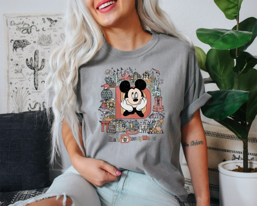 Comfort Colors® Vintage Retro Disney World Shirt, Custom character Mickey Minnie Chip Dale Pooh shirt, Mickey vintage retro shirt