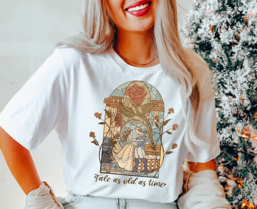 Comfort Colors® Vintage Tale as Old as Time Shirt, Retro Beauty and the Beast T-Shirt, Disney Princess Shirt, Belle Beauty Princess Tees