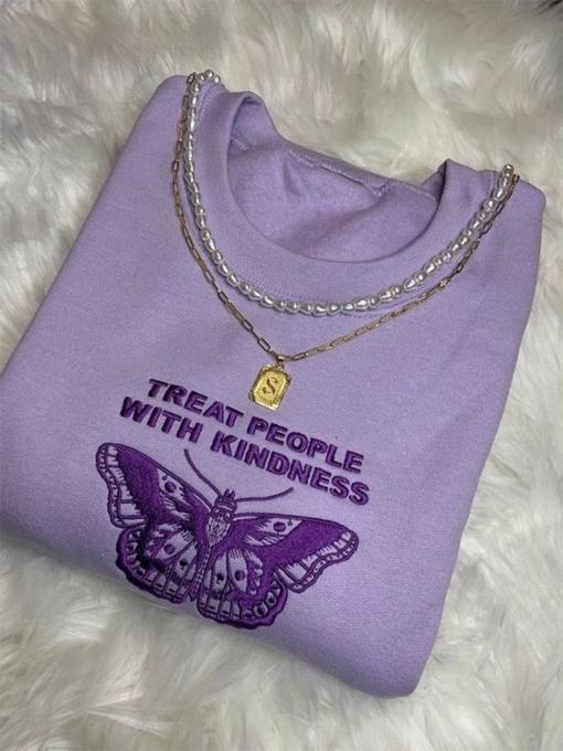 Treat People with Kindness Embroidered Sweatshirt, TPWK, Tumblr Vsco Girl, Y2K, Oversized Clothing, Custom Shirts, Personalized Gift for Her