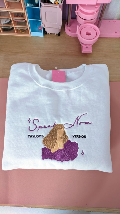 Speak now Taylor Embroidered Sweatshirt, Taylor Swift The Eras Tour Hand Embroidered Sweatshirt, Embroidered Round Neck Sweatshirt