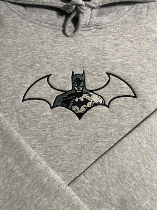 Batman inspired/ fully embroidered sweatshirt or hoodie/ trendy sweatshirt