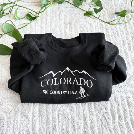 Colorado Embroidered Sweatshirt – Colorado Mountains Sweatshirt – Crewneck Sweatshirt