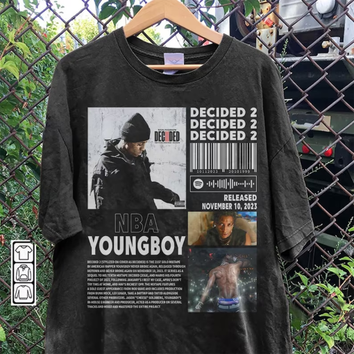 YoungBoy Never Broke Again Rap Merch Shirt, Decided 2 Album 90s Tee, Nba Young Boy Rapper Gift Bootleg Inspired Sweatshirt