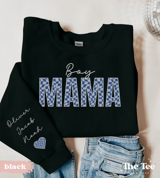 Boy Mama Sweatshirt, Retro Boy Mama Sweatshirt, Personalized Boy Mom Sweatshirt, Retro Momma Sweater, Gift for Mom