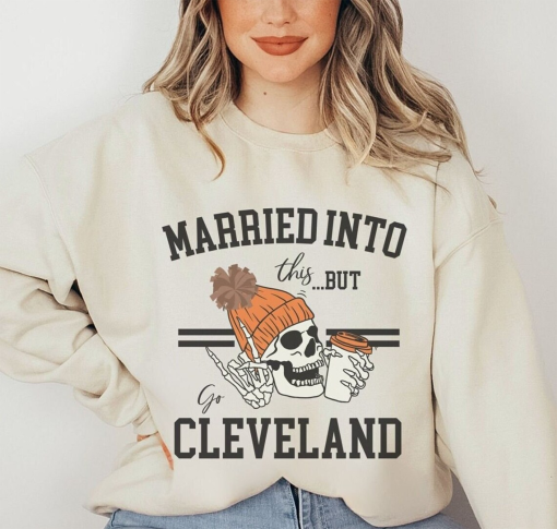 Cleveland Football Sweatshirt, Gift For Cleveland Sports Fan, Trendy Cleveland Crewneck Pullover, Cleveland Sports Game Day T-Shirt Apparel