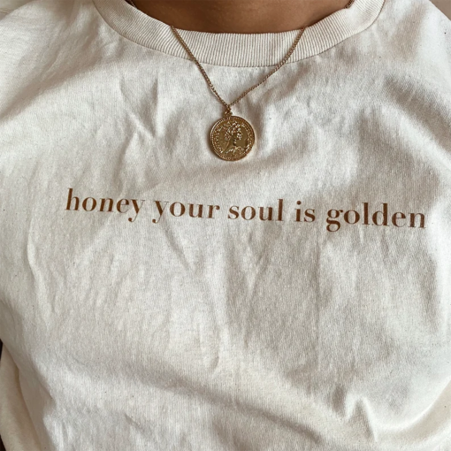 honey your soul is golden – vintage aesthetic tee | feminine t-shirt, parisian chic style, women’s essentials, gift for her