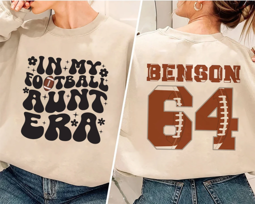 Personalized In my Football Aunt era T-shirt, Football Auntie Sweatshirt, Football Family matching, Cheerleader gift, Sunday Football