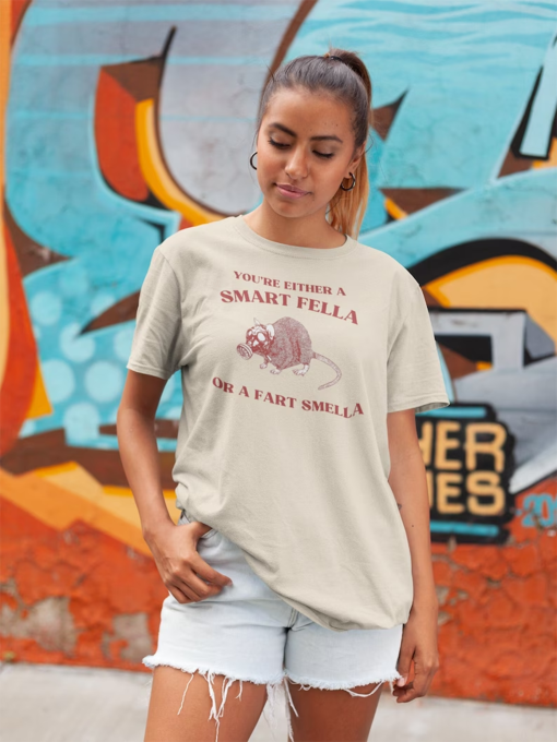 “Are You A Smart Fella Or Fart Smella Retro Cartoon Funny T Shirt Weird Meme T Shirt, funny rat meme design,Trash Panda, Shirts that go Hard “