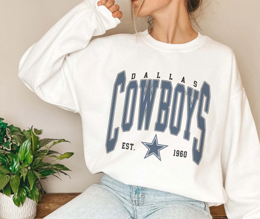 Vintage Dallas Football Crewneck Sweatshirt, Retro Cowboy Crewneck, Graphic Tee Gift For Football