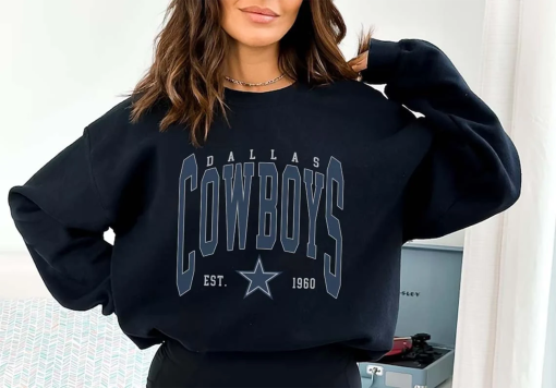 Vintage Dallas Football Crewneck Sweatshirt, Retro Cowboy Crewneck, Graphic Tee Gift For Football