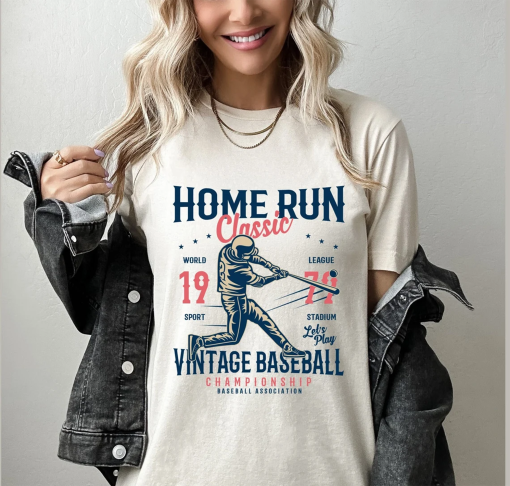 Home Run Classic Retro Baseball Shirt – Baseball Mom Shirt – Baseball Shirt – Funny Homerun Shirt – Funny Baseball Shirt – Super bowl Shirt