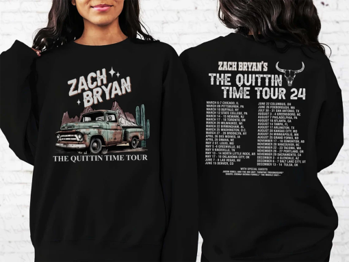 The Quittin Time Tour 2024 Png For Fan, Zach Bryan Front and Back Printed, Zach Bryan Fan Png, Zach Bryan 2024 Country Music