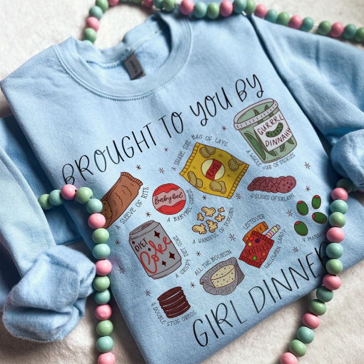 Girl Dinner – Handmade Funny Girl Aesthetic Sweatshirt | Tiktok Trend Tee | Pickle Girl Crewneck | Charcuterie Shirt