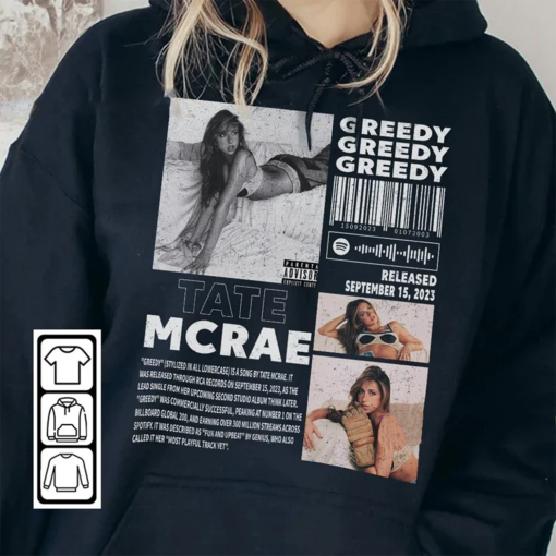 Tate McRae Music Merch Shirt, Tate McRae Greedy Album 90s Tee, Pop Rap Gift Bootleg Inspired Sweatshirt