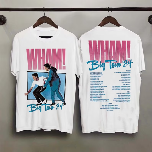 Wham Big Tour White Adult T-Shirt, Wham Shirt, Wham Big Tour Shirt