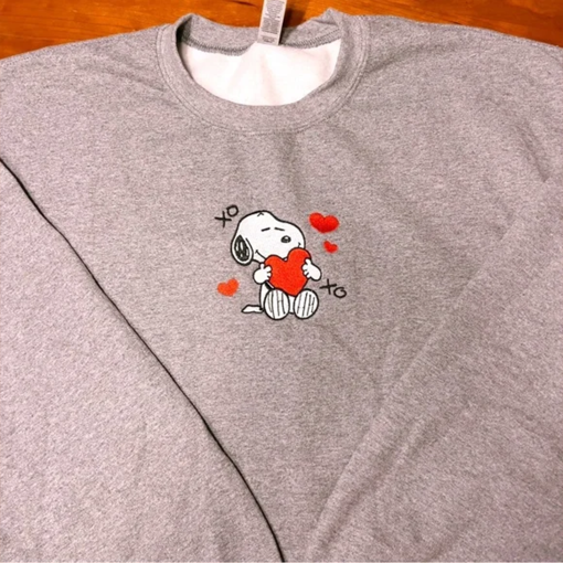 Sn.o.o.py Hug Heart Embroidered sweatshirt; S.n.o.opy embroidered sweatshirt, Tshirt, Hoodie, Valentine Gift