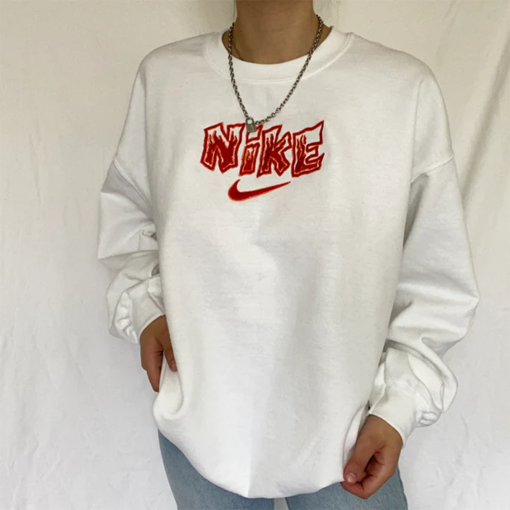 Flame Embroidered Sweatshirt, Embroidered Sweatshirt