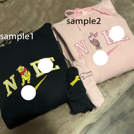 Winnie The P.o.o.h and E.eyo.re Embroidered Sweatshirt, Cartoon Crewneck, Matching Custom Couple Hoodies, Cute Embroidery, Anniversary Gift