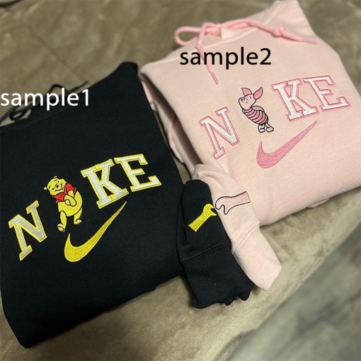 Winnie The P.o.o.h and E.eyo.re Embroidered Sweatshirt, Cartoon Crewneck, Matching Custom Couple Hoodies, Cute Embroidery, Anniversary Gift