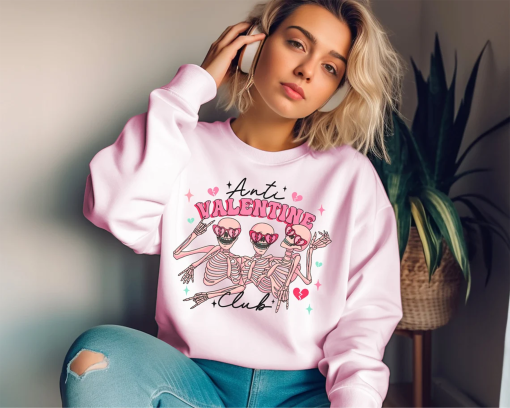 Anti Valentine Club Sweatshirt, Funny Valentines Shirt,Valentines Day Shirt,Valentines Sweatshirt for Women,Trendy Valentines Day Sweatshirt