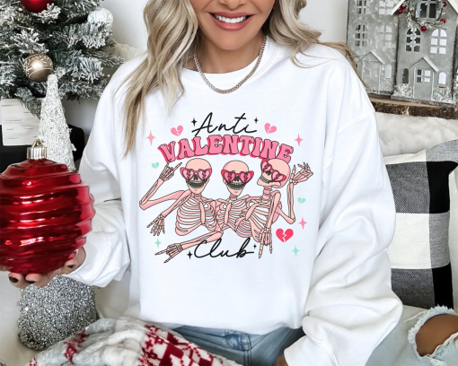 Anti Valentine Club Sweatshirt, Funny Valentines Shirt,Valentines Day Shirt,Valentines Sweatshirt for Women,Trendy Valentines Day Sweatshirt