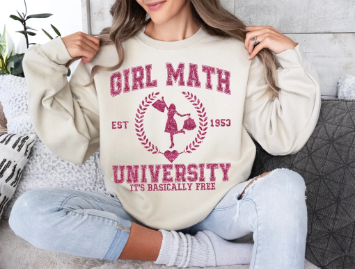 Faux Glitter Girl Math University PNG, Shopping Lover- College Glitter Pink – It’s Basically Free – Funny Valentines Day Png, Trendy Girly