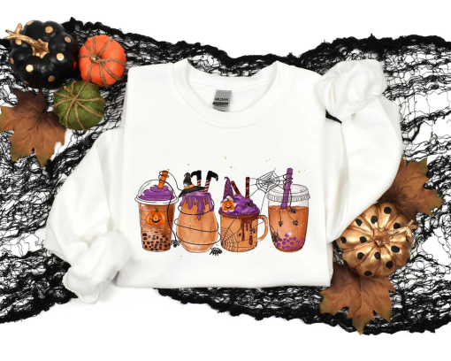 Witchy Coffee Sweatshirt, Halloween Coffee Sweater, Halloween Orange Juice Shirt, Halloween Gift, Coffee Lover Sweatshirt