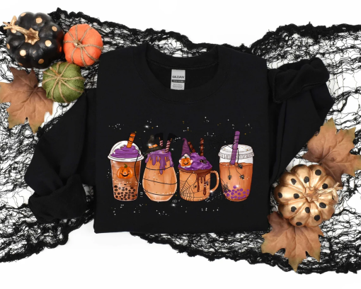 Witchy Coffee Sweatshirt, Halloween Coffee Sweater, Halloween Orange Juice Shirt, Halloween Gift, Coffee Lover Sweatshirt