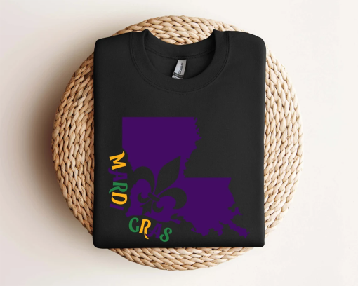 Louisiana Sweatshirt, Mardi Gras Sweatshirt, Louisiana Mardi Gras Hoodie, Louisiana American Map, Festival Sweatshirt,Mardi Gras Outfit,Gift